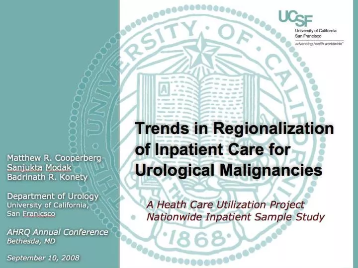 trends in regionalization of inpatient care for urological malignancies