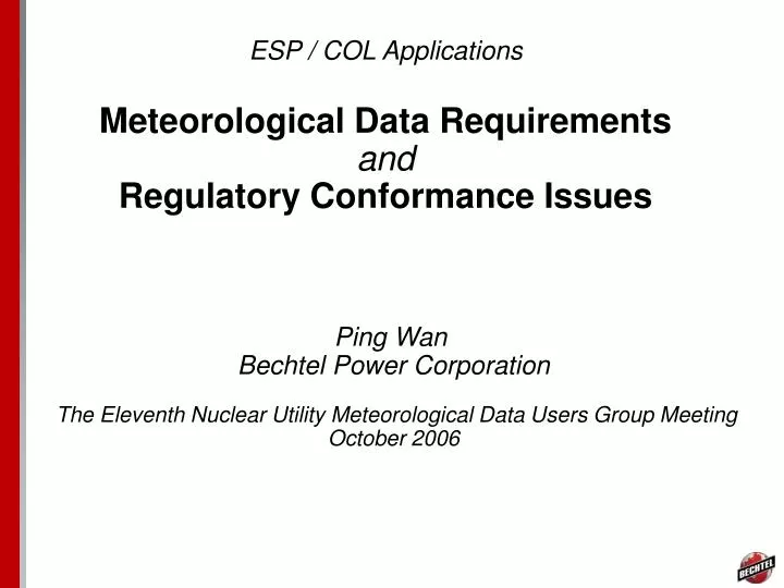 esp col applications meteorological data requirements and regulatory conformance issues