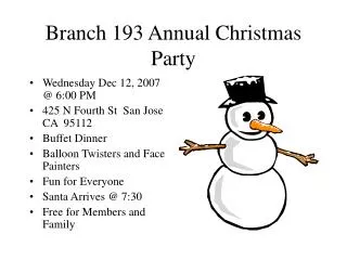 Branch 193 Annual Christmas Party