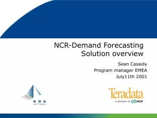 NCR-Demand Forecasting Solution overview