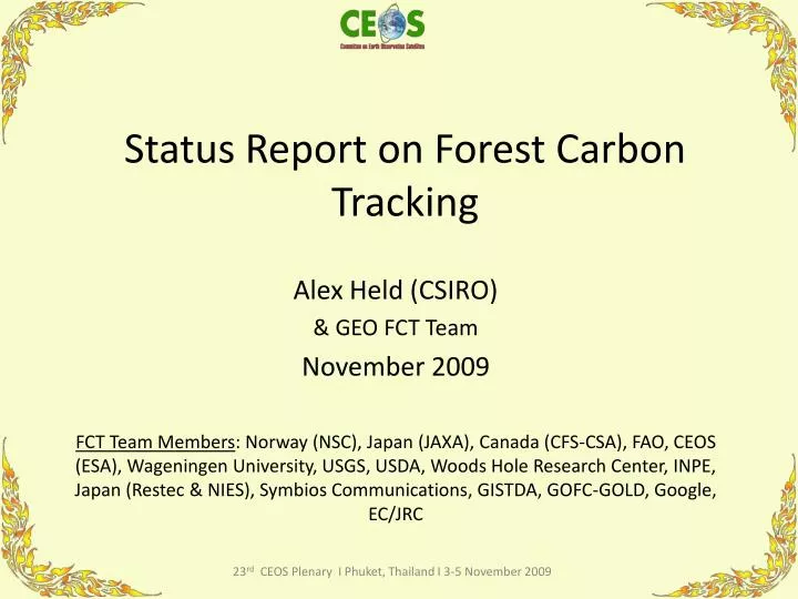 status report on forest carbon tracking