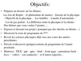 objectifs