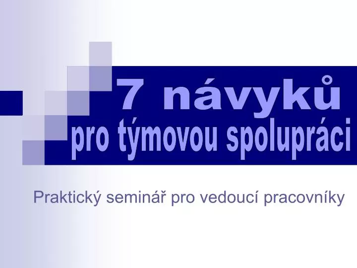 praktick semin pro vedouc pracovn ky