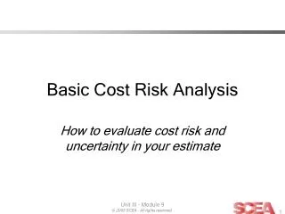 Basic Cost Risk Analysis
