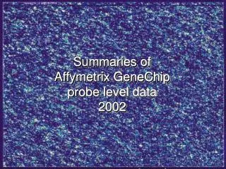 Summaries of Affymetrix GeneChip probe level data 2002