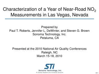 Characterization of a Year of Near-Road NO 2 Measurements in Las Vegas, Nevada