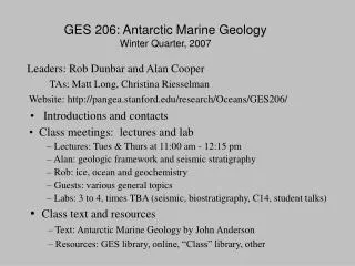 GES 206: Antarctic Marine Geology Winter Quarter, 2007