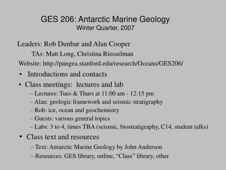 ges 206 antarctic marine geology winter quarter 2007