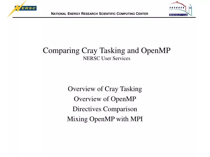 comparing cray tasking and openmp nersc user services