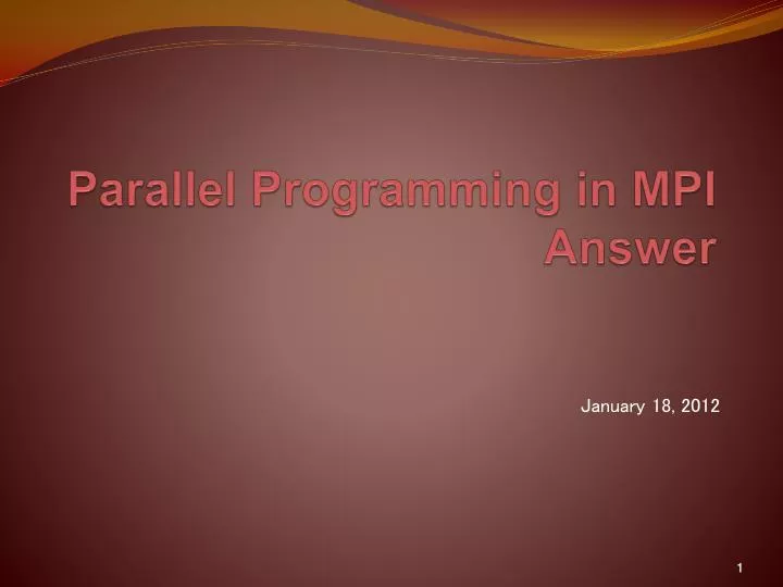 parallel programming in mpi answer