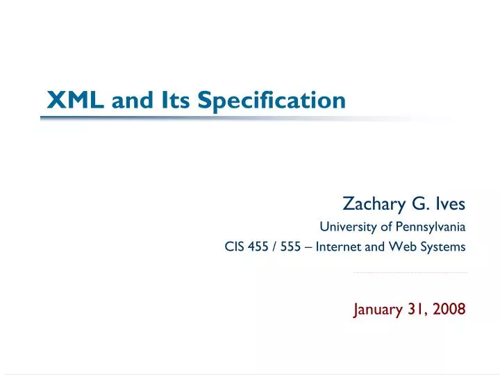 xml and its specification