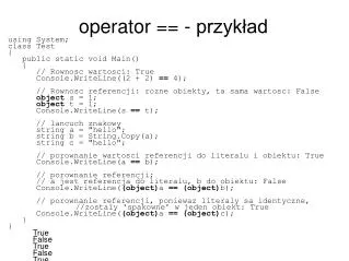 operator == - przyk?ad