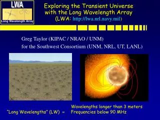 Exploring the Transient Universe with the Long Wavelength Array (LWA: lwa.nrl.navy.mil )