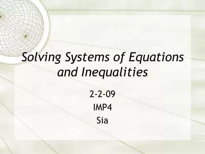solving systems of equations and inequalities