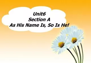 Unit6 Section A As His Name Is, So Is He!