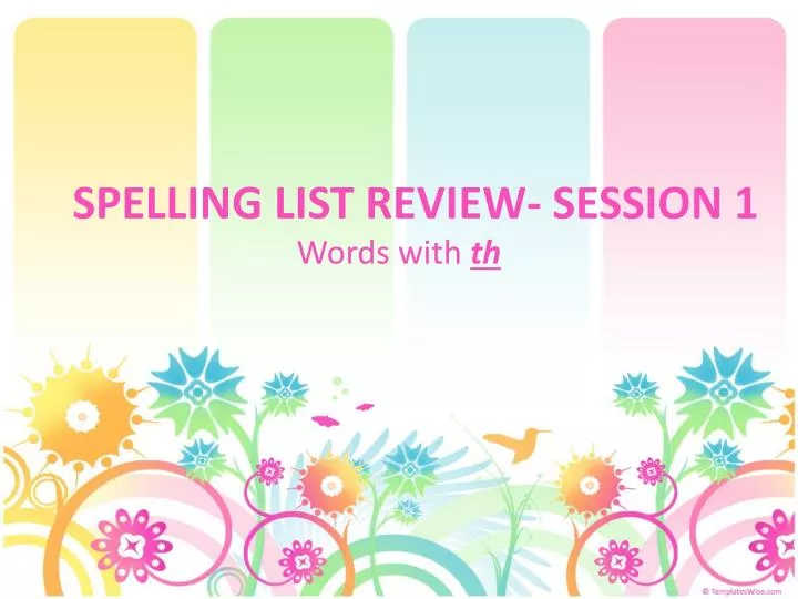 spelling list review session 1