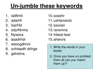 Un-jumble these keywords
