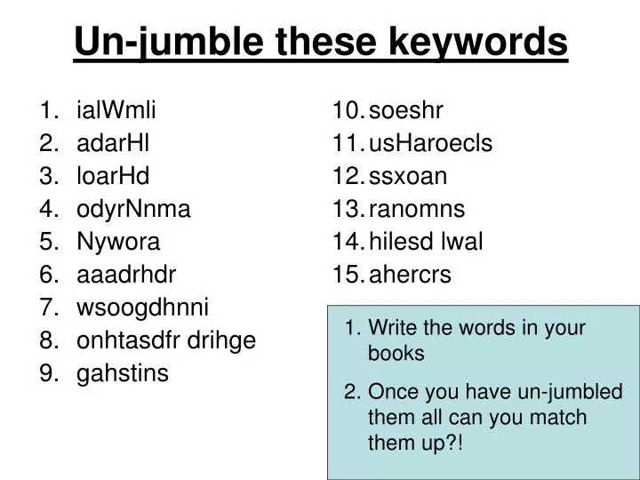 un jumble these keywords