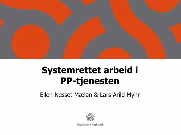 systemrettet arbeid i pp tjenesten