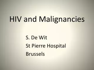 HIV and Malignancies