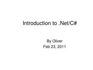 Introduction to .Net/C#