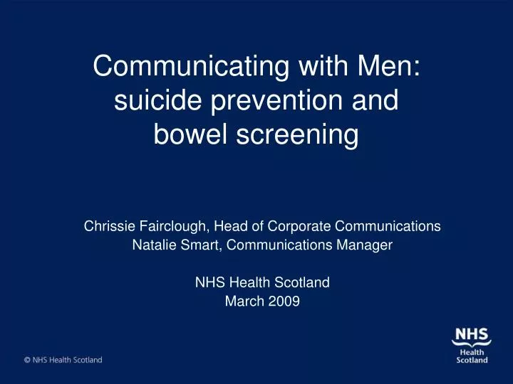 communicating with men suicide prevention and bowel screening