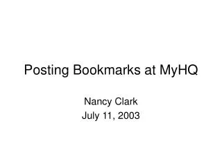 Posting Bookmarks at MyHQ