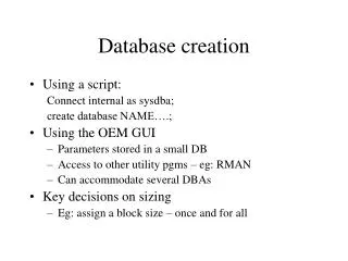 Database creation