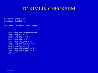 TC KIMLIK CHECKSUM