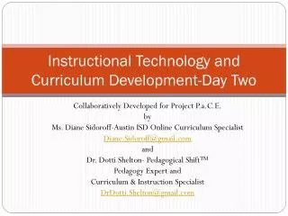 Instructional Technology and Curriculum Development-Day Two