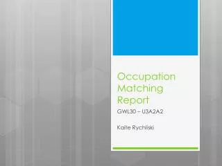 Occupation Matching Report