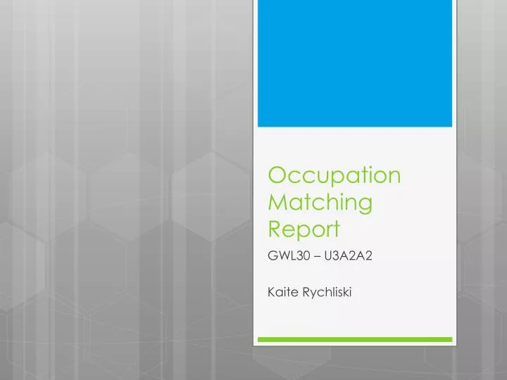 occupation matching report