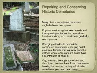 Repairing and Conserving Historic Cemeteries