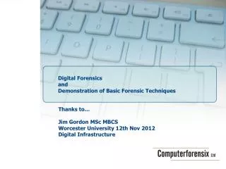 Digital Forensics and Demonstration of Basic Forensic Techniques