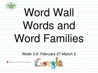 Word Wall Words and Word Families