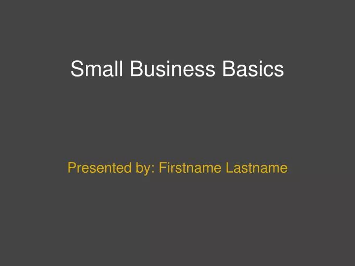 small business basics