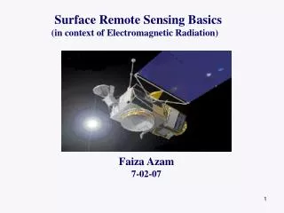 Surface Remote Sensing Basics (in context of Electromagnetic Radiation)