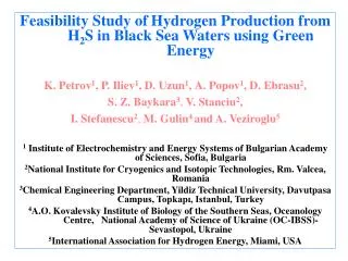 Feasibility Study of Hydrogen Production from H 2 S in Black Sea Waters using Green Energy