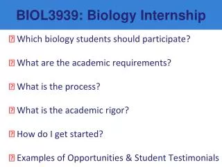 BIOL3939: Biology Internship