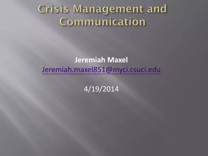 crisis management and communication