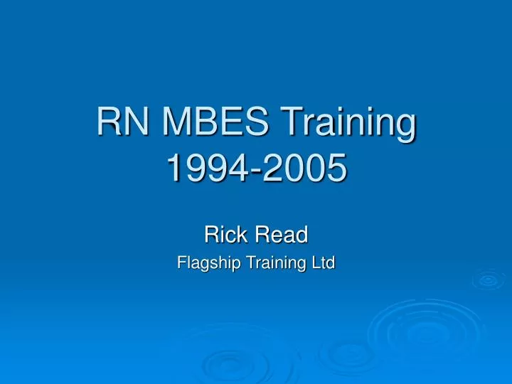 rn mbes training 1994 2005