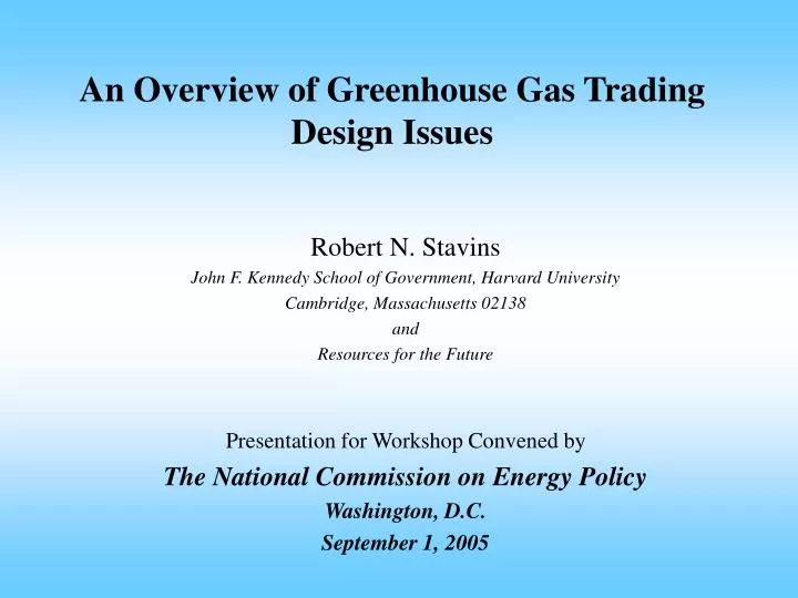 an overview of greenhouse gas trading design issues