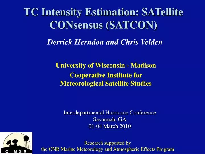 tc intensity estimation satellite consensus satcon