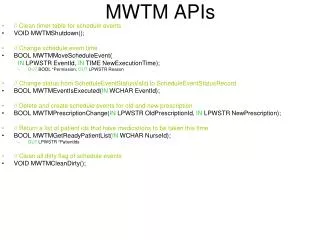 MWTM APIs