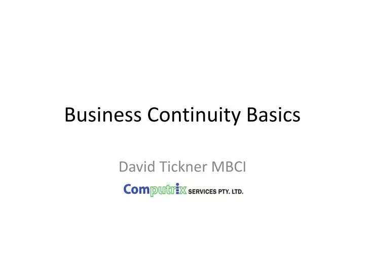 business continuity basics