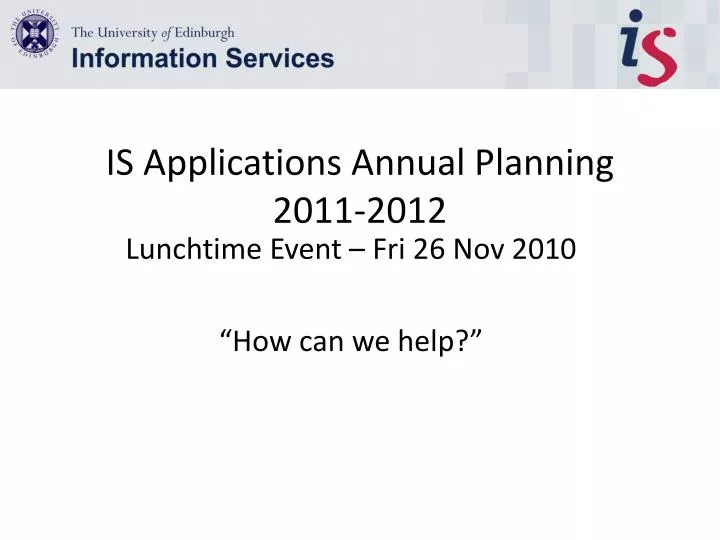 is applications annual planning 2011 2012