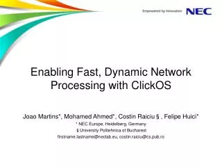 Enabling Fast, Dynamic Network Processing with ClickOS