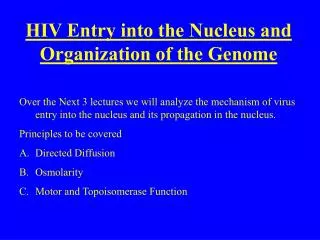 HIV Entry into the Nucleus and Organization of the Genome