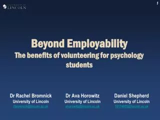 Beyond Employability The benefits of volunteering for psychology students