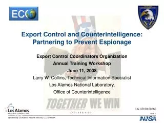 Export Control and Counterintelligence: Partnering to Prevent Espionage